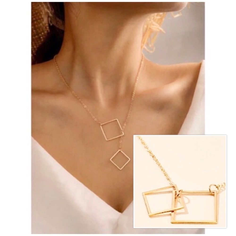 Free People Linked Geometric Squares Necklace
